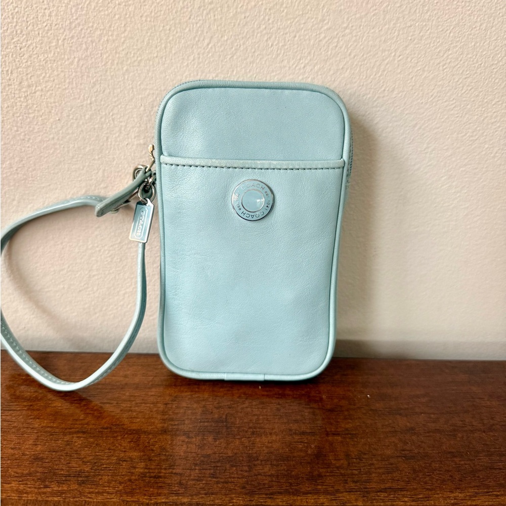Coach Digital Camera Pouch Y2K Sky Blue Leather